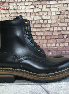 左大师1627-2-2G手工定制皮鞋霍尔文CXL皮3.0厚皮工装靴马丁靴