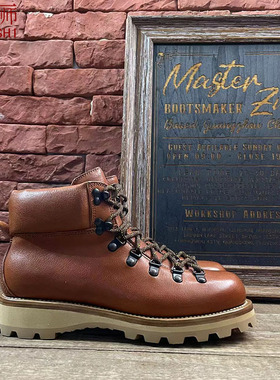 左大师1607-4-3B私人定制意大利软植皮户外登山靴