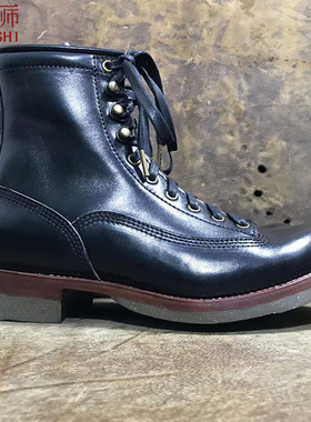 左大师19109A-3-2B私人定制Maram马皮手缝固特异工艺短脸工装靴