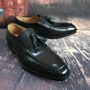 左大师5503-1-1B手工定制皮鞋乐福鞋懒人鞋一脚登商务正装男鞋