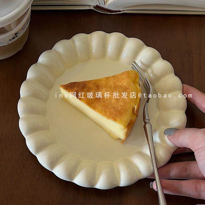 法式ins风陶瓷奶油黄色蛋糕盘