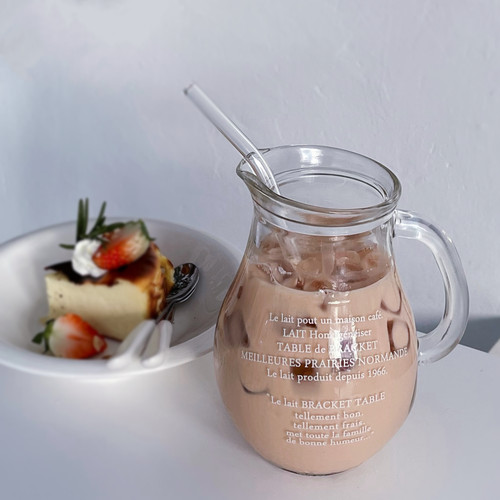 ins风玻璃壶家庭咖啡厅刻字杯