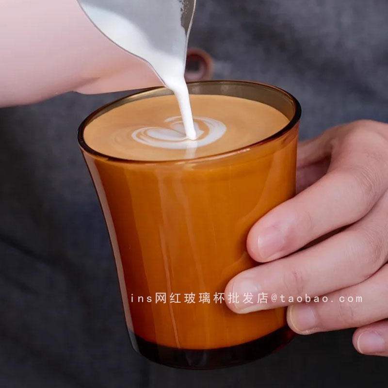 简约复古风咖啡杯琥珀色玻璃杯