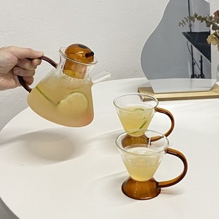 玻璃茶壶ins风茶水分离耐热高温花茶杯具下午茶精致套装 欧美法式