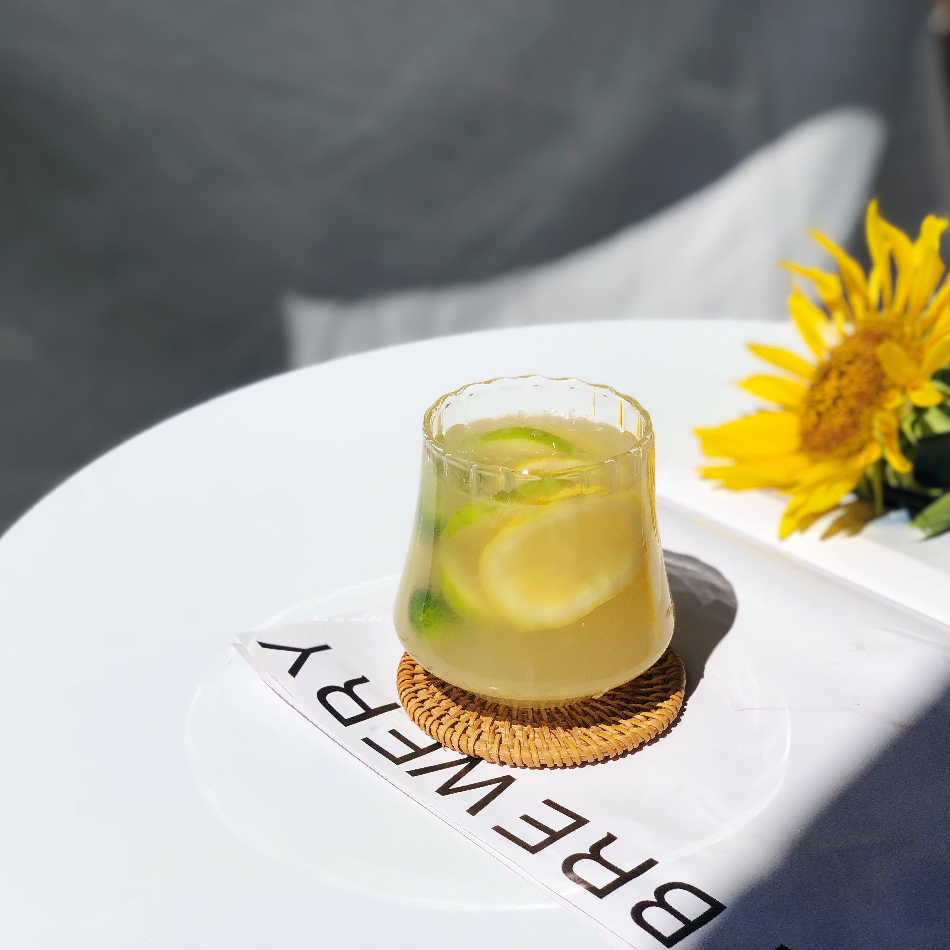 ins网红竖条纹冰拿铁卡布杯拉花杯脏咖啡杯玻璃大容量果汁饮料杯