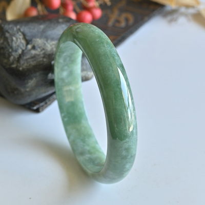 玉泰天然A货翡翠手镯冰糯种满绿玉镯子女款57老坑缅甸玉石手镯