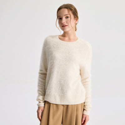 di kangra/德凯佳山羊绒女装圆领马鞍膊长袖过头笠S25-1093