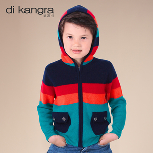 德凯佳儿童间色外套潮牌羊绒拉链衫幼童针织保暖高档上衣新款包邮