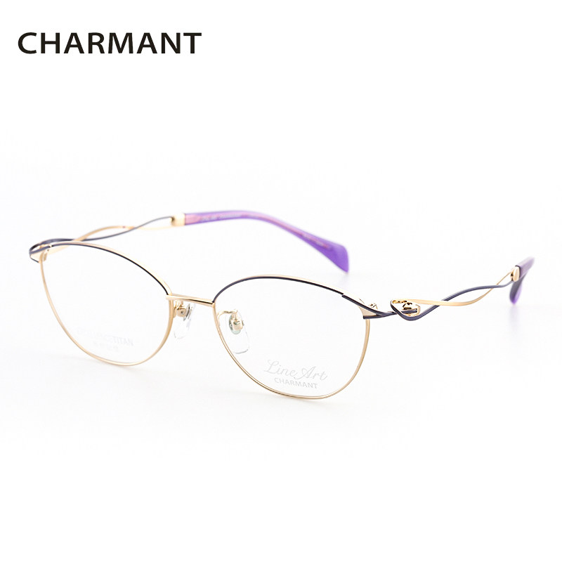 charmant夏蒙眼镜架女线钛新款1637轻优雅XL1636近视眼镜框1638