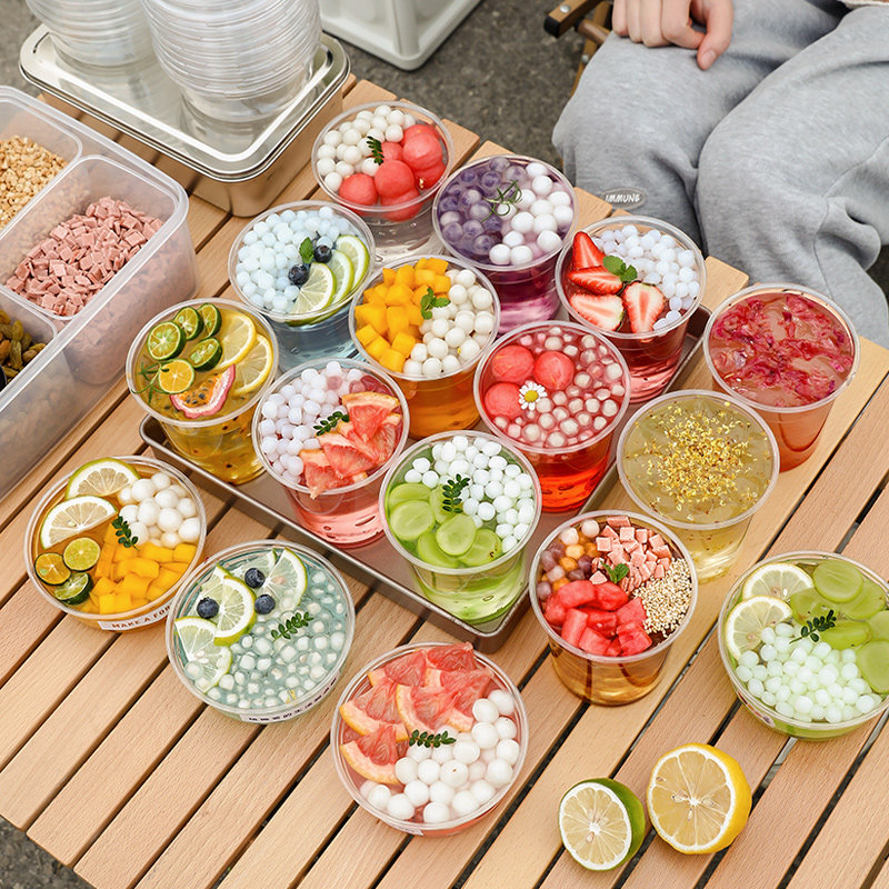 冰粉专用碗网红打包盒一次性水果捞凉杨梅冰汤圆摆摊野餐商用盒子