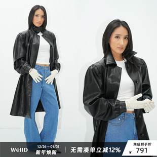 时装 立体剪裁皮衣vintage风中长款 款 摩登时髦 外套 70s WellD