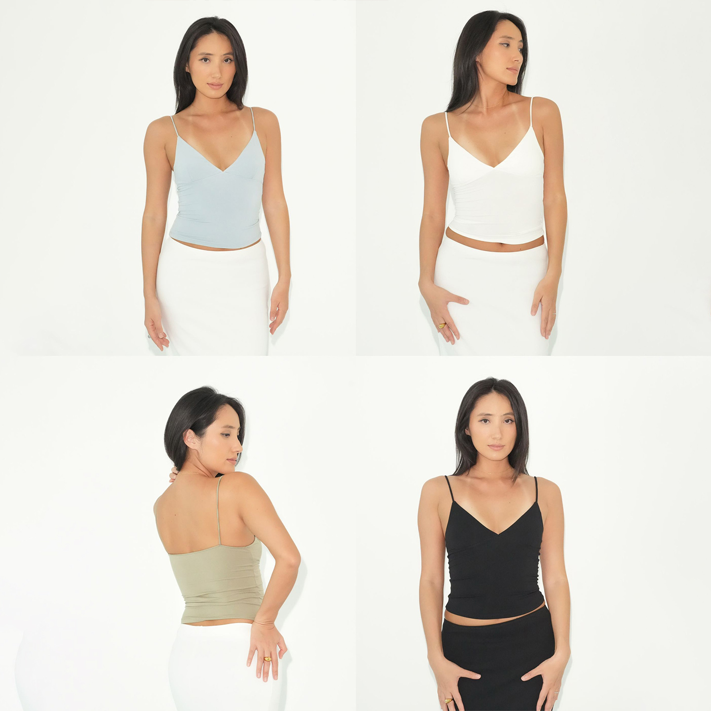 WellD TOUCH系列 4色三角杯大V领性感吊带（含胸垫）时尚百搭背心