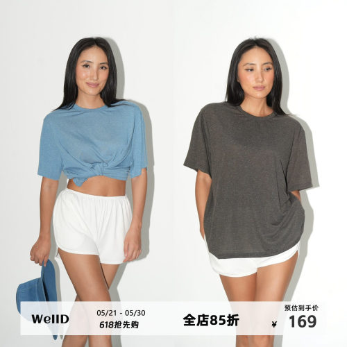 WellD Daddy's Tshirt 宽松雪花亚麻T恤女时髦休闲松弛感短袖上衣