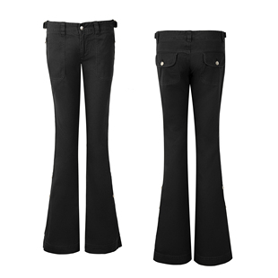 外贸沙丘废土流浪美式 女 复古辣妹嬉皮机能低腰纯棉休闲微喇叭裤