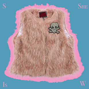 日系古早早韩Y2K千禧轻亚仿貉子毛毛毛马甲外套