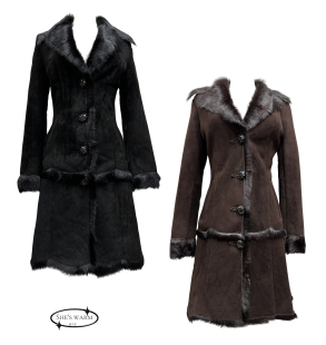 仿皮毛一体外套女 气质毛领长款 冬季 早古复古vintage风格