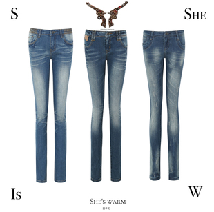 特价日系GYARU涩谷辣妹复古重工洗水低腰紧身牛仔小脚铅笔靴裤女