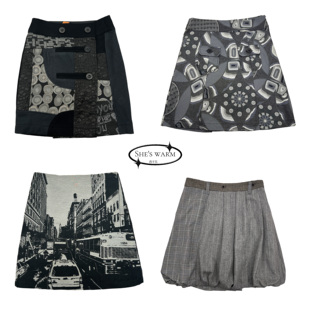 高品质绣花线织锦口袋复古拼接百搭显高显瘦辣妹A字灯笼半身裙