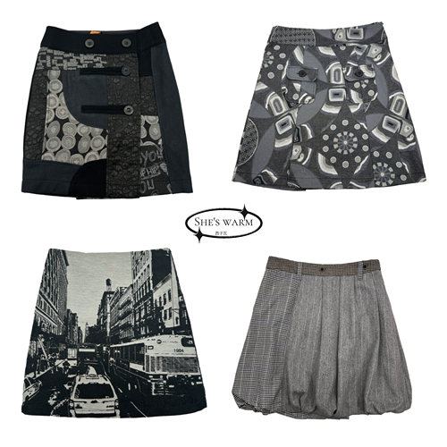 高品质绣花线织锦口袋复古拼接百搭显高显瘦辣妹A字灯笼半身裙