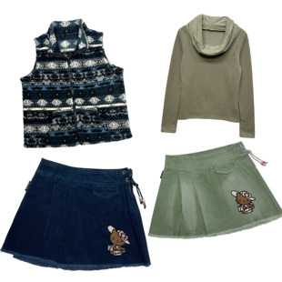 千禧风亚亚外贸库存尾货灯芯绒卡通A字半裙