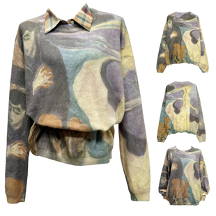 尾货特价 抽象油画风艺术系印花宽松针织毛衣 ｜复古vintage风格