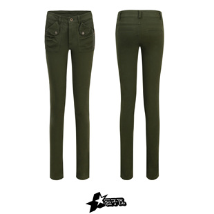 靴裤 军旅机车军绿色超低腰休闲铅笔裤 女 复古工装 秋街头潮流美式