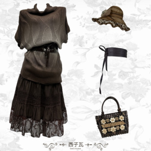 早古昭和文艺复古新中式 套头毛衣 艺术系堆堆领针织衫