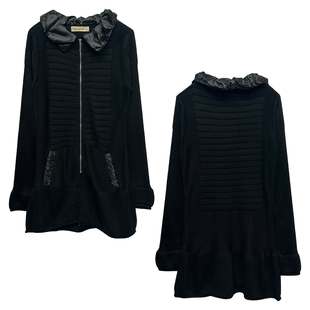 暗黑古早感日系复古vintage风格 拼接针织拉链毛线外套女