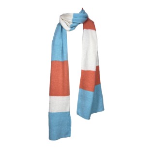 ins秋冬元 长方形条纹围巾 气条纹蓝橘白围巾百搭透气薄款