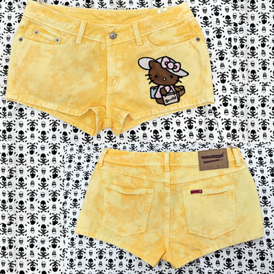 高品质甜辣日杂风涩谷辣妹gyaru黄色街头低腰休闲裤卡通A字超短裤