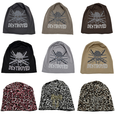 19.9包邮 亚亚骷髅头豹纹嬉皮套头帽包头堆堆帽冷帽