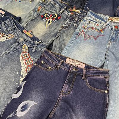 微瑕疵|美式复古洗水做旧低腰牛仔长裤女集合