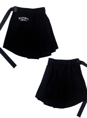 pdd潮牌秋小众褶皱设计感暗黑摇滚朋克不对称压褶黑色半裙