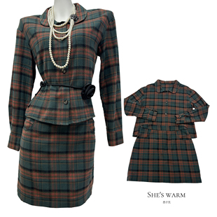 短裙套装 复古古早感昭和日系薄款 面料柔软格子衬衫