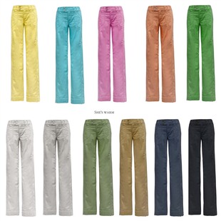 长款 子女 千禧早古外贸秋涩谷辣妹嬉皮低腰彩色棉直筒休闲彩色裤