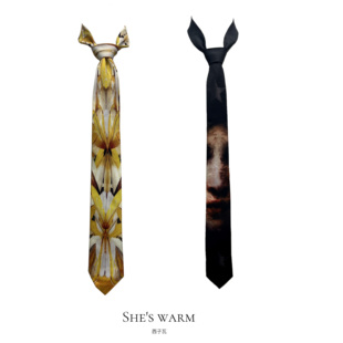 复古潮流小众个性 暗黑真丝印花手打领带