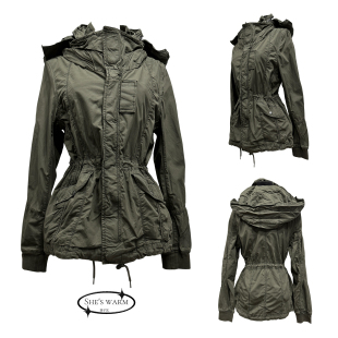 24春山系复古军旅工装 机能连帽纯棉山系军绿夹克外套