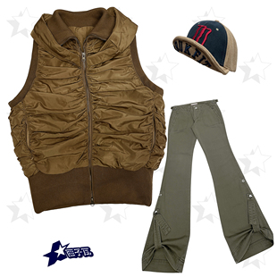 机能工装 褶皱设计感马甲背心女 亚亚古早感日系复古vintage风格