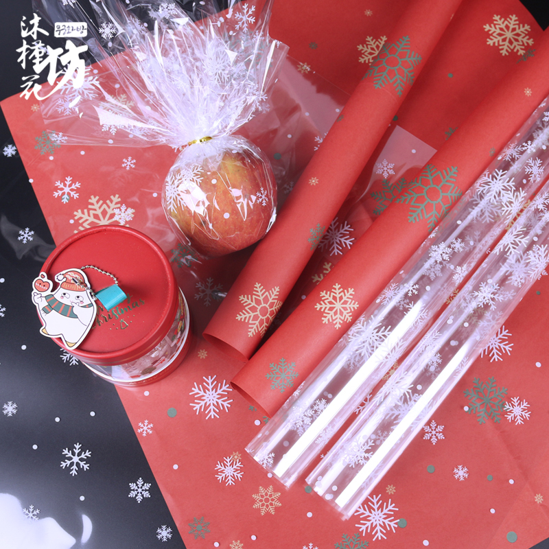 圣诞节冬日气氛透明雪花玻璃纸