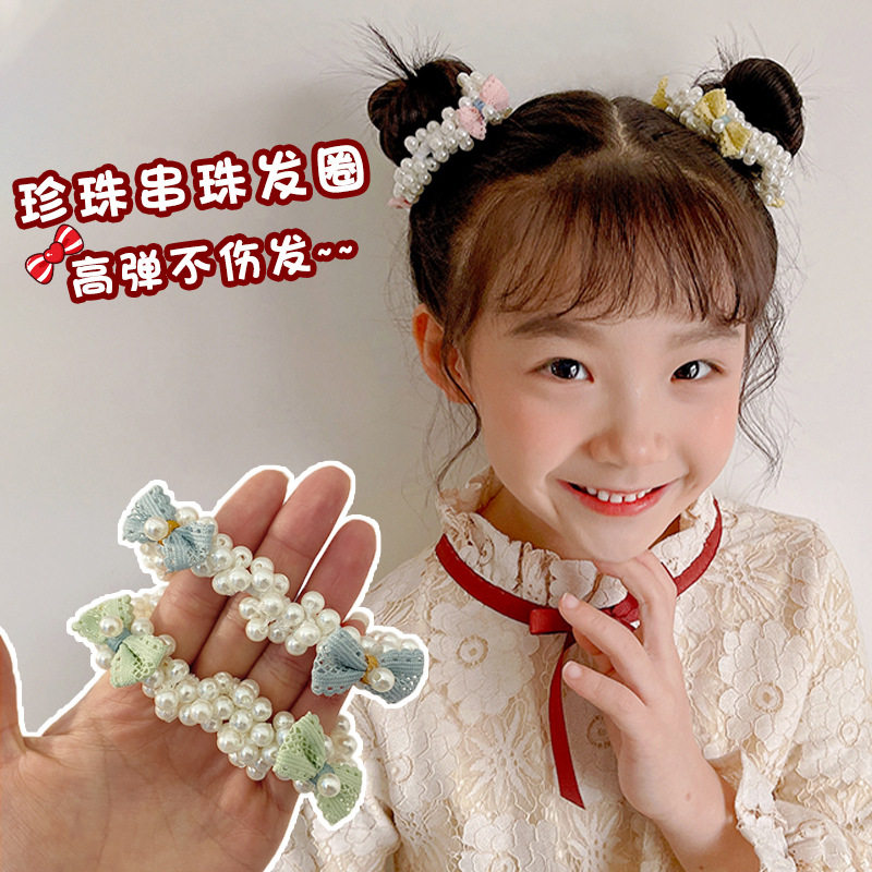 两个装 ins珍珠发圈时尚扎头发丸子头皮筋少女发饰头饰头绳发绳女