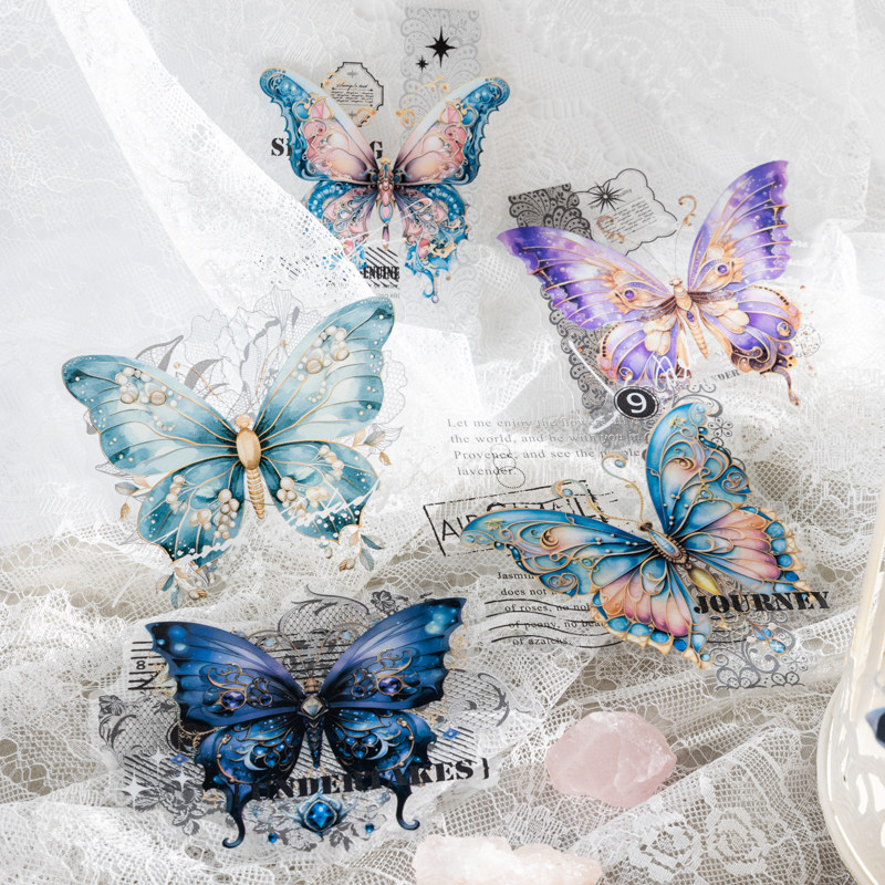 M｜蝴蝶的自白贴纸包 精致蕾丝大尺寸复古pet防水手账拼贴10张