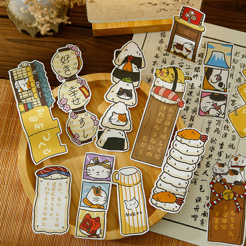 M｜山猫书签 和风手绘插画猫咪可爱阅读标记特种纸异形卡片10张入