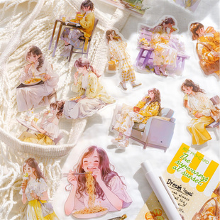 M｜温柔半生贴纸 盐系人物居家穿搭清新下午茶pet咖啡猫狗30张入