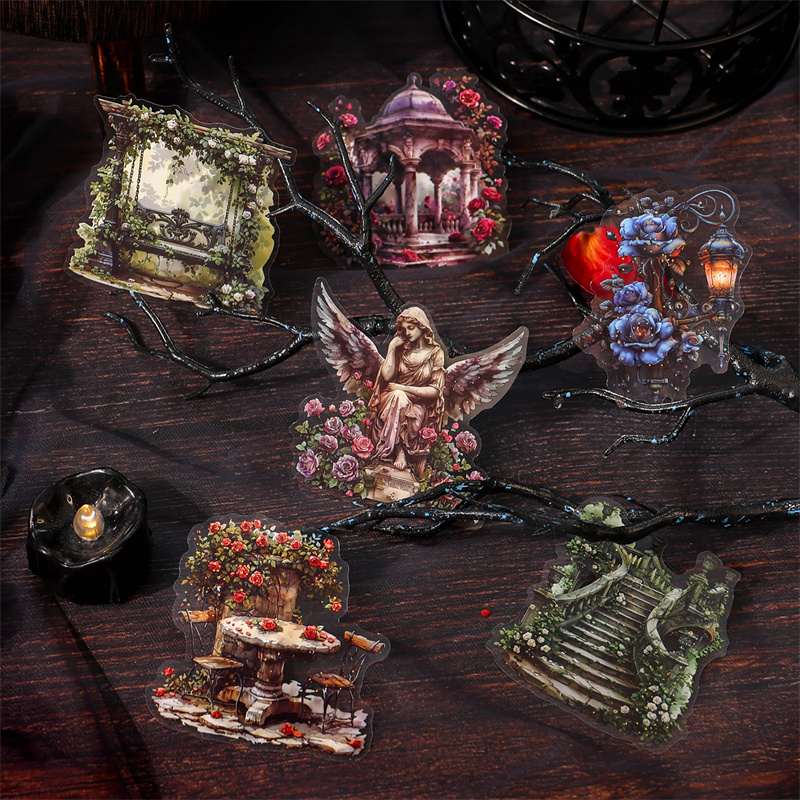 贴纸暗黑天使烫金花车桥公园雕塑