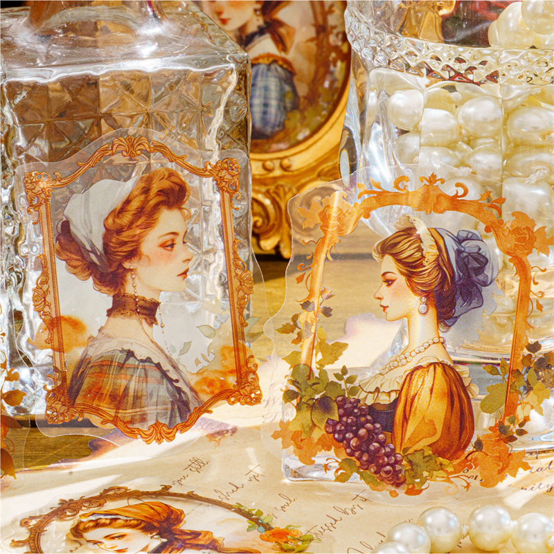 清仓｜复古肖像画集贴纸 欧式人物女王女爵神女pet手账拼贴40张