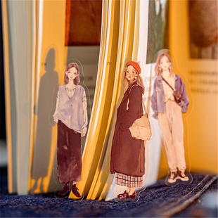 M｜今日穿搭贴纸 盐系手绘水彩人物清新气质女生pet手账拼贴画