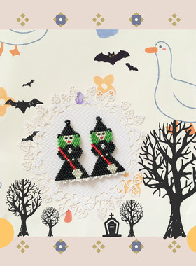 8floorA日式日系手工手作串珠万圣节女巫耳钩耳夹耳环