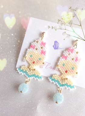 8floorA日式日系手工手作串珠绝代艳后玛丽后耳夹耳钉耳环