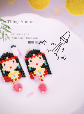 8floorA日式日系手工手作串珠印第安公主耳夹耳钉耳环