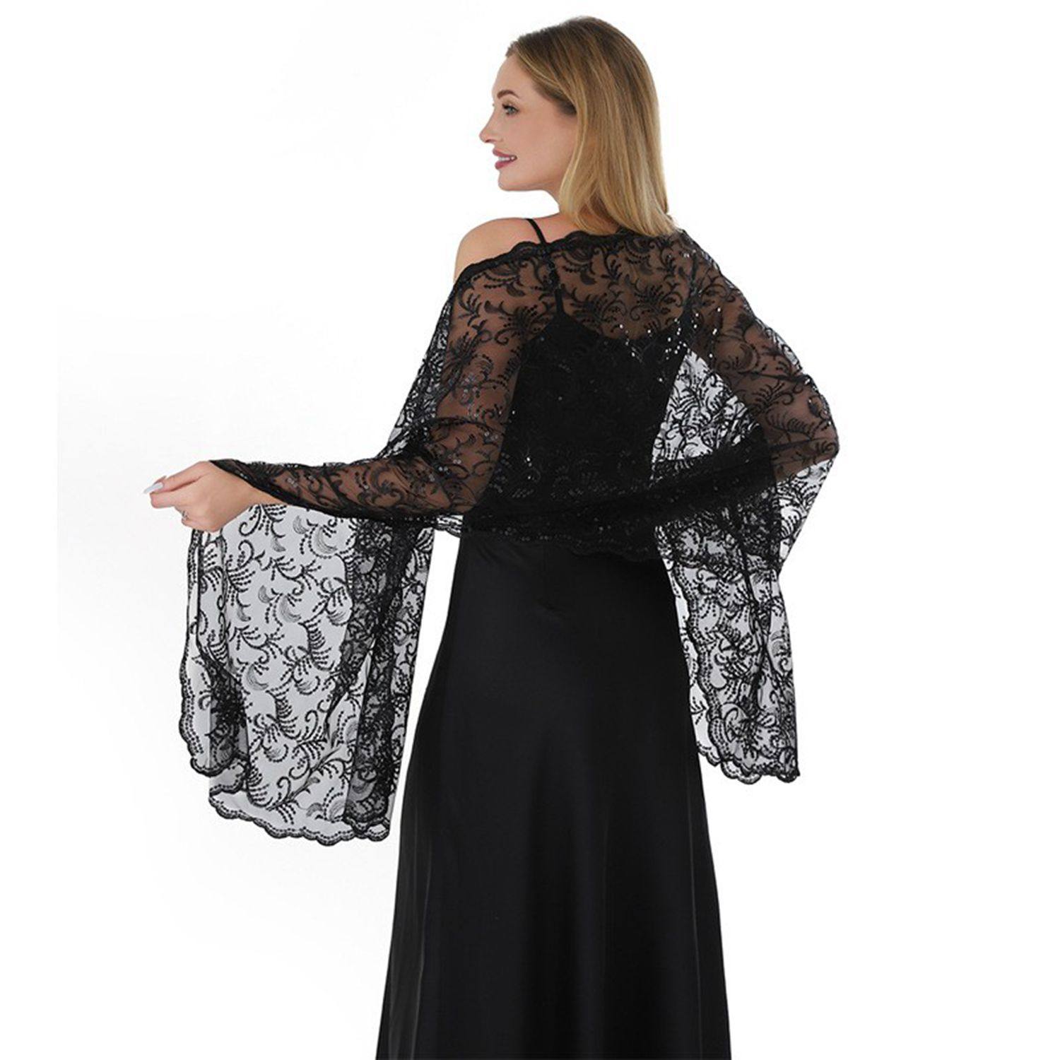 印度纱丽高档刺绣绣花披肩新娘伴娘礼服旗袍舞会晚宴亮片披肩女